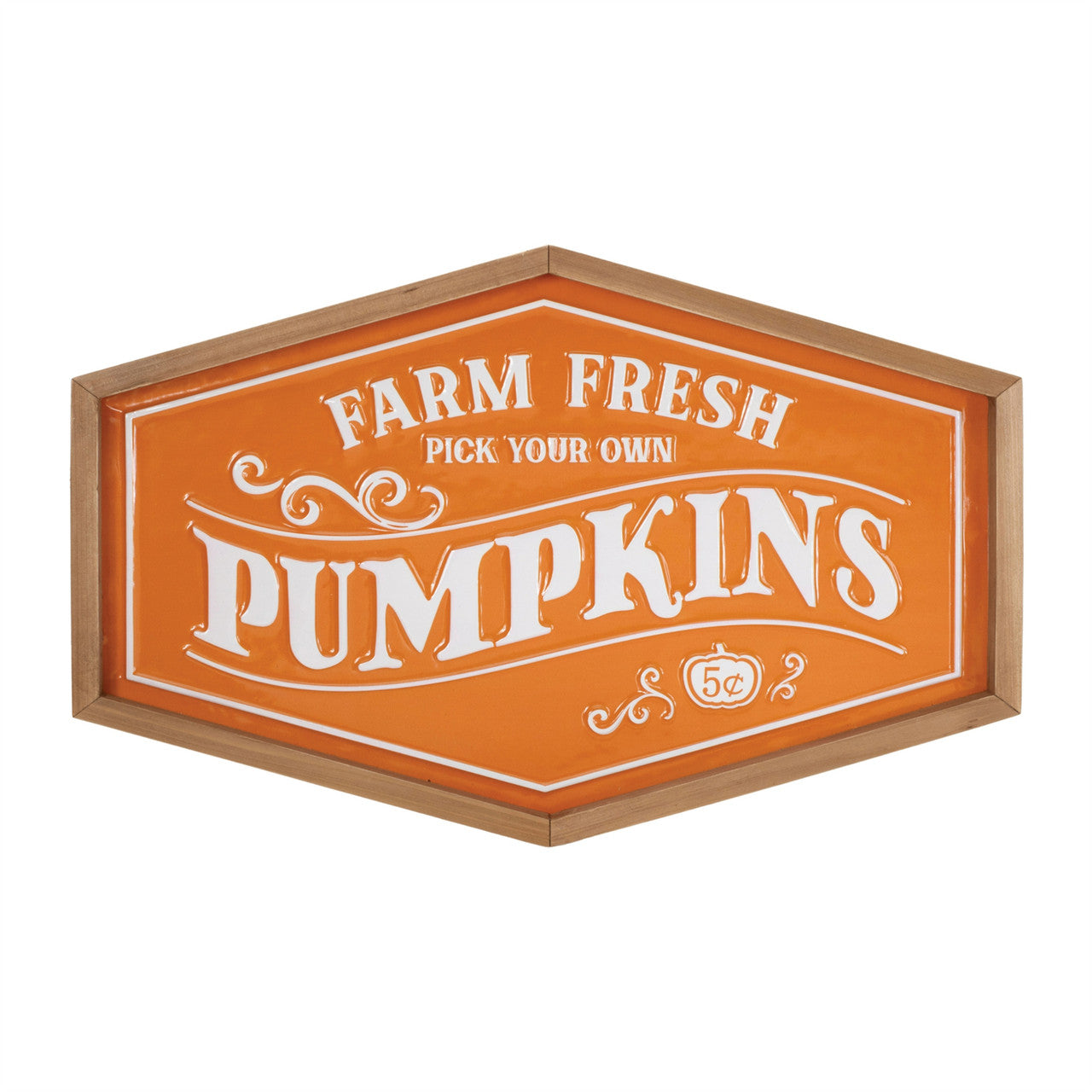Farm Fresh Pumpkins Wall Sign Rustic Orange 19.75" Autumn Harvest Decor