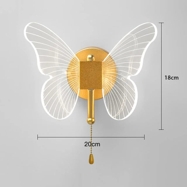 LED Butterfly Pendant Light Fixture With Switch 1 Piece, 3 Color Dimmable Hanging Lamp for Kitchen Home Decor