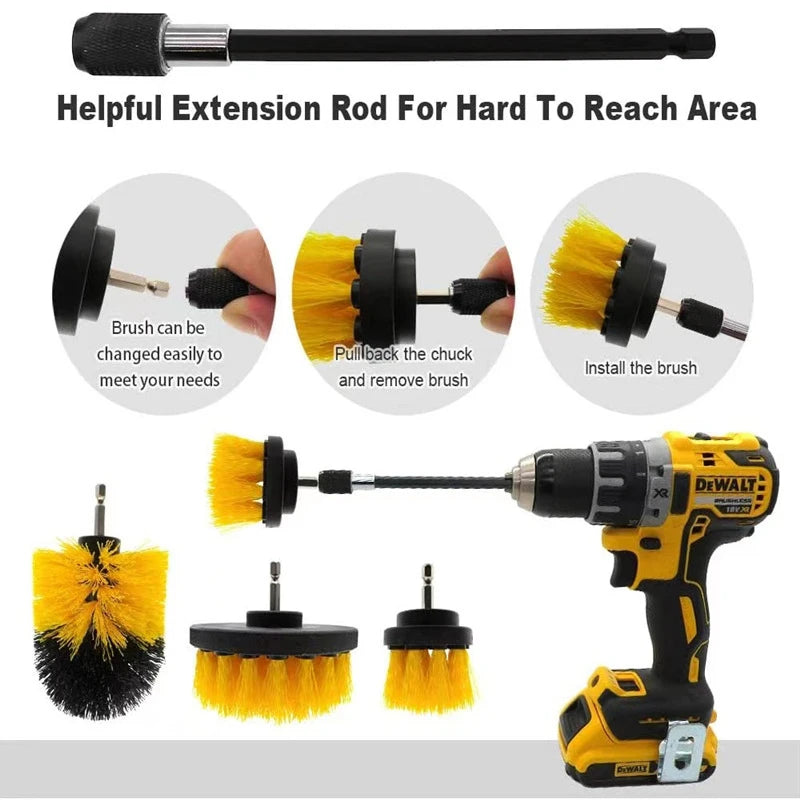 Drill Brush Cleaning Kit 5 Pieces Multi-Surface Power Scrubber Attachments