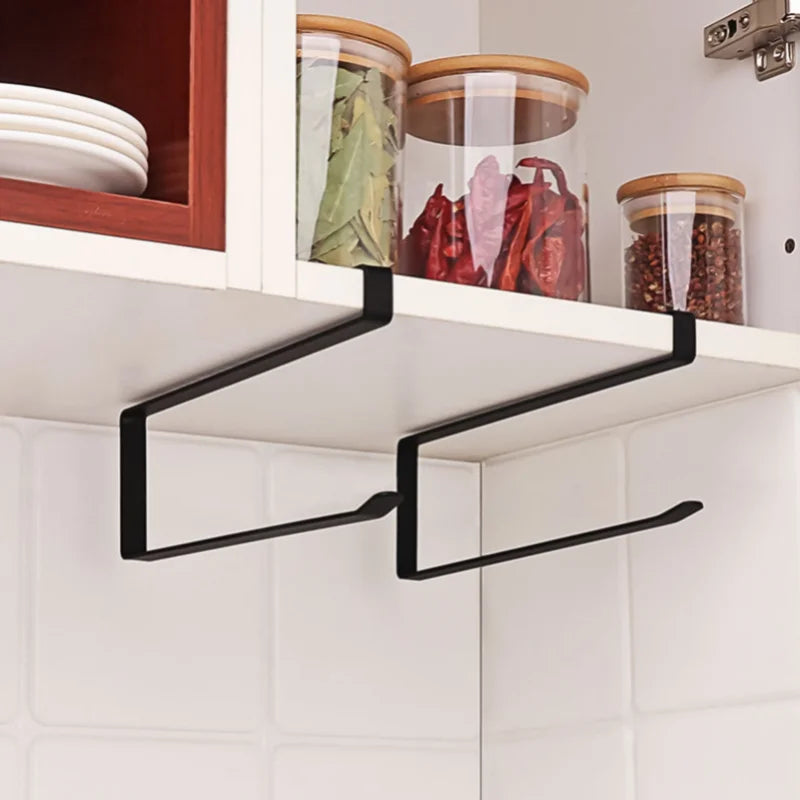 Kitchen Paper Towel Hanging Storage Rack (Black)