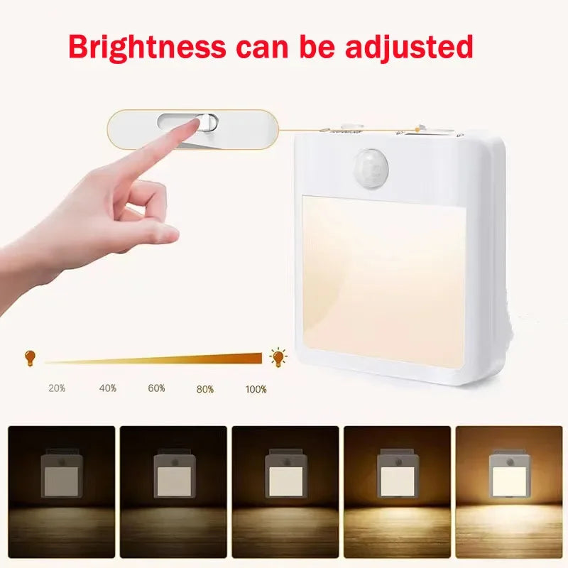 Motion Sensor Cabinet Light LED Night Lights for Bedside Bedroom Corridor Wireless Night Lamp Lighting (US 110V- White)