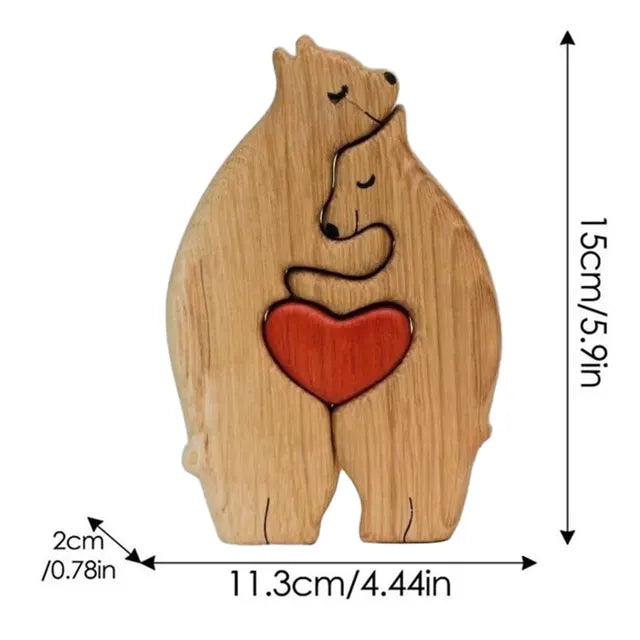 2 Bear Family Theme Wooden Art Puzzle Wooden Home Decor