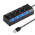 4-Port USB Hub with Individual LED Lights & On/Off Switches - Black (PC & Laptop Compatible)