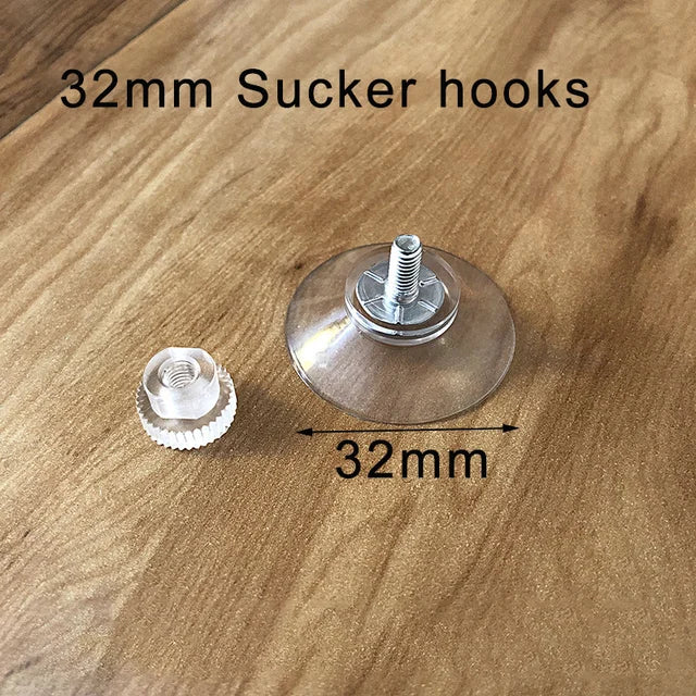 Clear Suction Hooks with Screw Nut 10 Pack, 32mm Strong Adhesive Bathroom Hooks