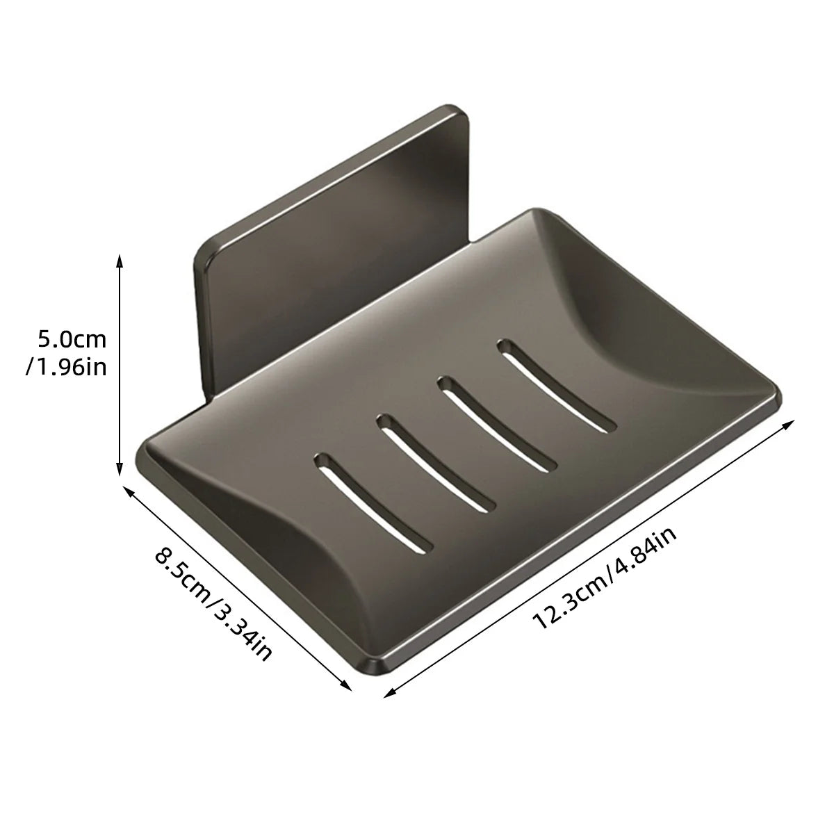 Aluminum Alloy Soap Dish Wall Mounted with Drain for Bathroom (Gray)