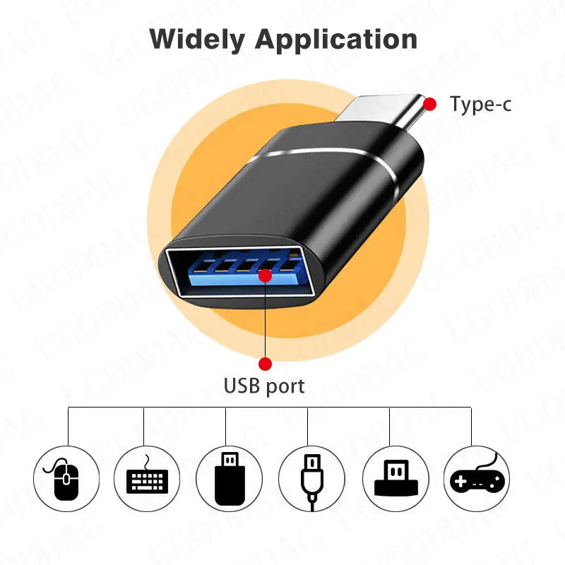 USB Type C to USB Adapter High-Speed OTG Compatible for Smartphones, Tablets, Laptops (Black)