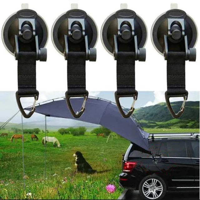 Vacuum Suction Cup Hooks Glass Hook for Cars, Tents & Camping (4 Pack)