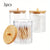 Bathroom Storage Organizer with Bamboo Lids, Qtips Cotton Rounds Swabs Storage Organizer (Clear Acrylic)