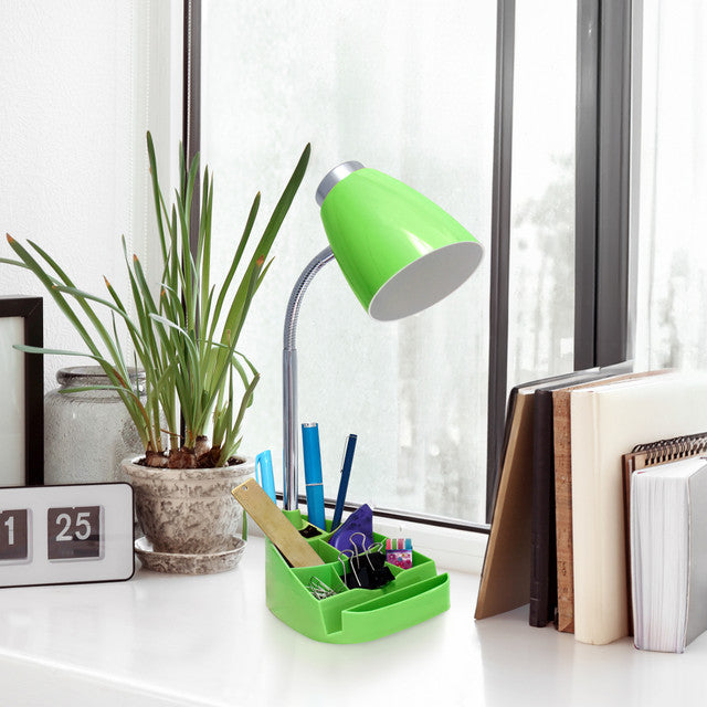 Gooseneck Desk Lamp iPad Stand Organizer (Green)