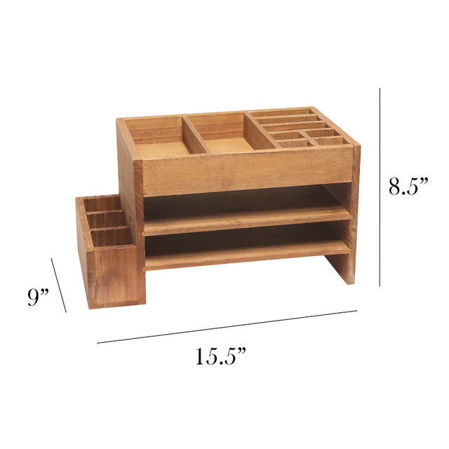 Desk Organizer with Tiers Cubbies Tray 15.5"