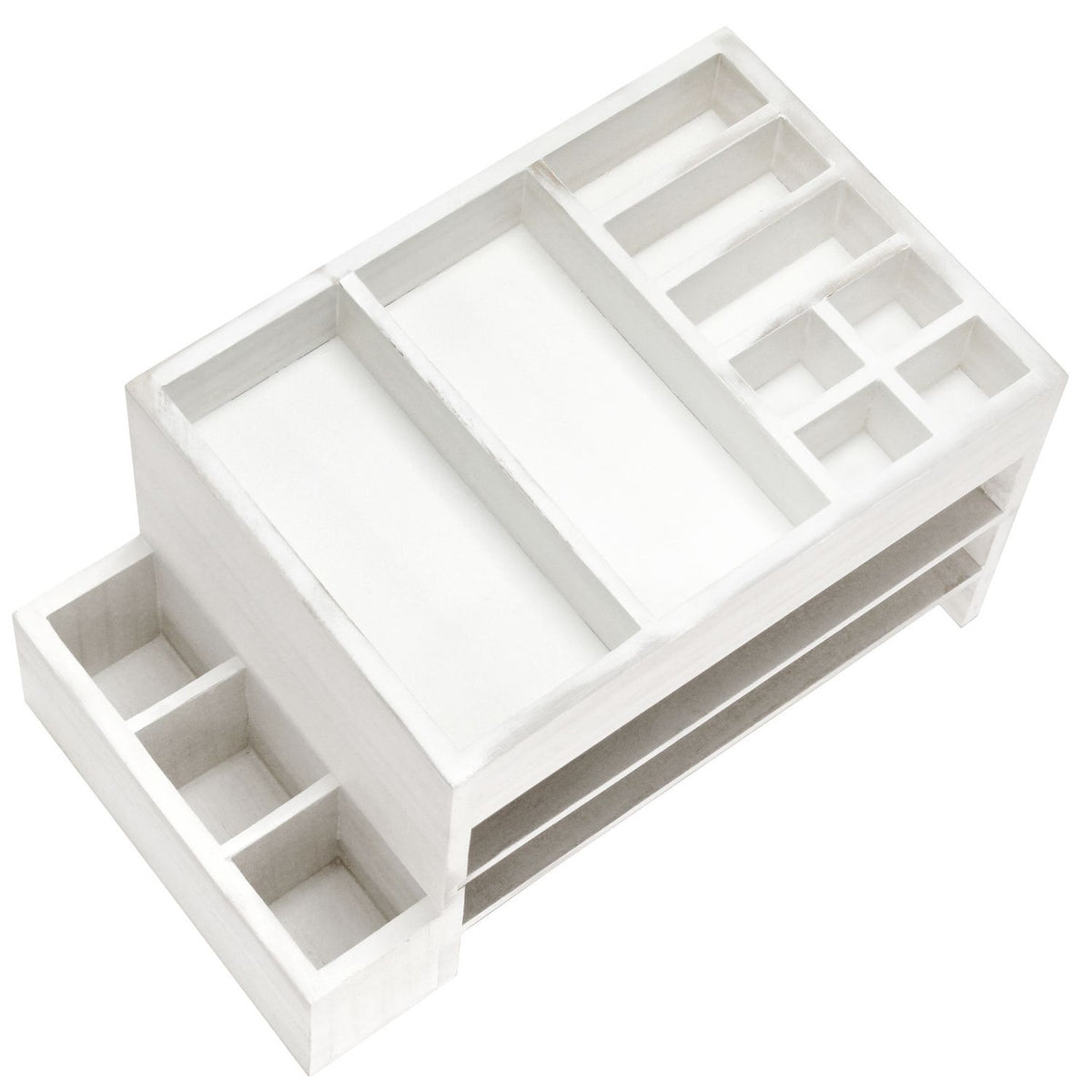 Desk Organizer Storage 3-Tier Cubbies Letter Tray (White)