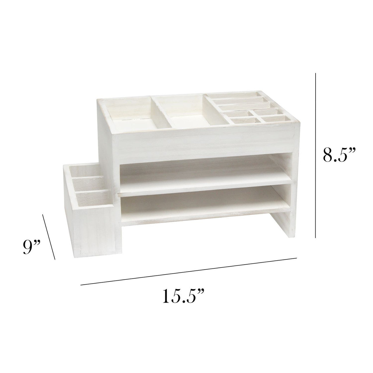 Desk Organizer Storage 3-Tier Cubbies Letter Tray (White)