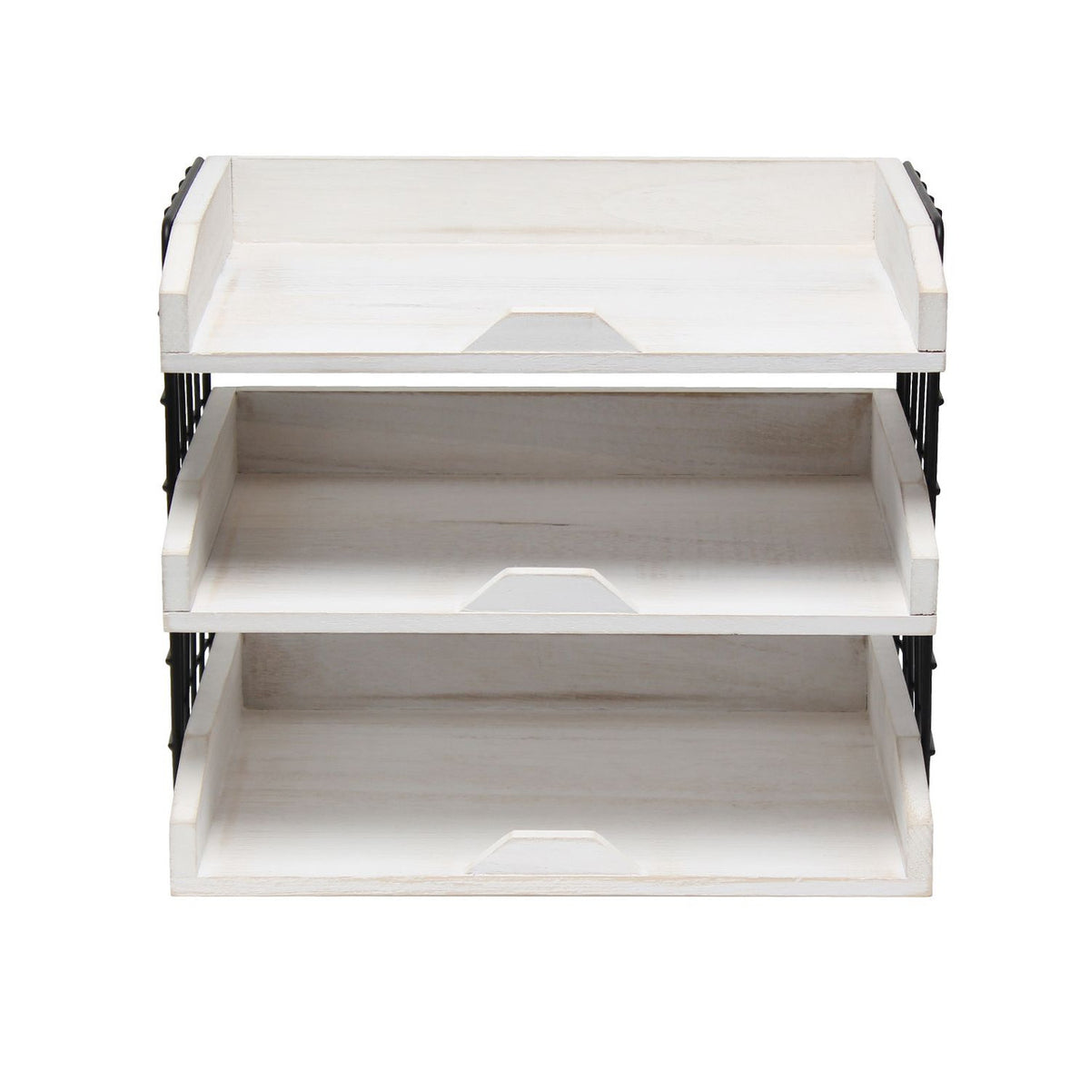 Wooden Mail Letter Tray 3 Shelves (White)
