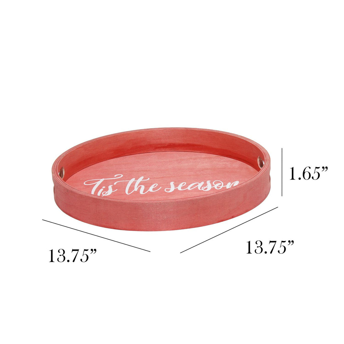 Round Red Wooden Decorative Tray 13.75&quot;