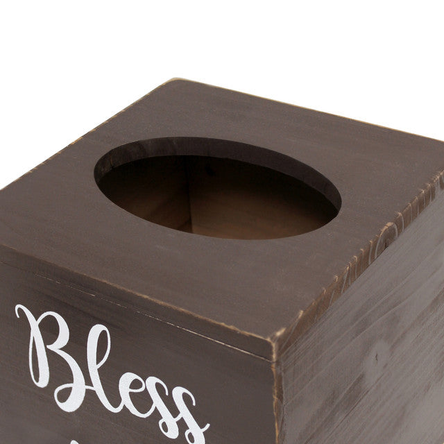 Bless You Design Wooden Tissue Box Cover
