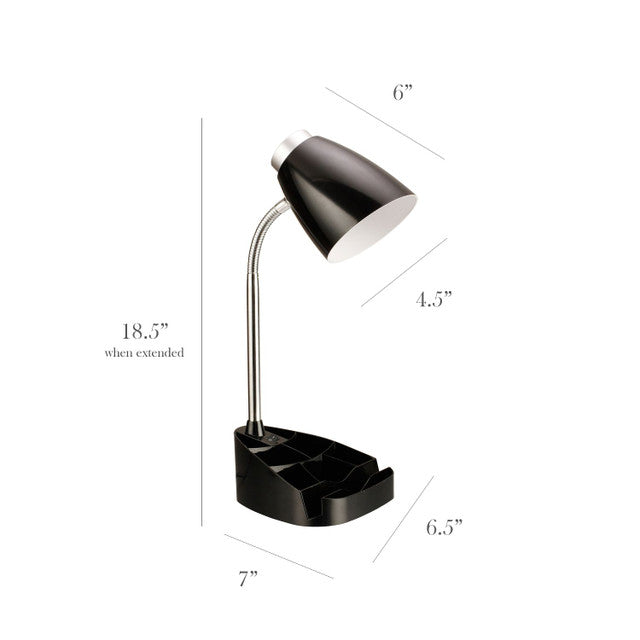 Adjustable Gooseneck Desk Lamp Organizer Stand 18.5" (Black)