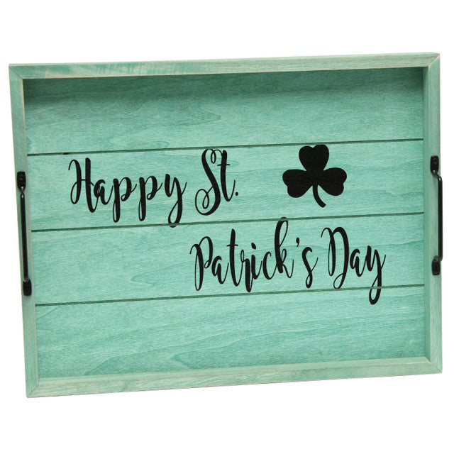 Happy St. Patrick&#39;s Day Accent Tray with Handles 15.5&quot; (Green)
