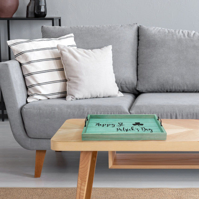 Happy St. Patrick&#39;s Day Accent Tray with Handles 15.5&quot; (Green)