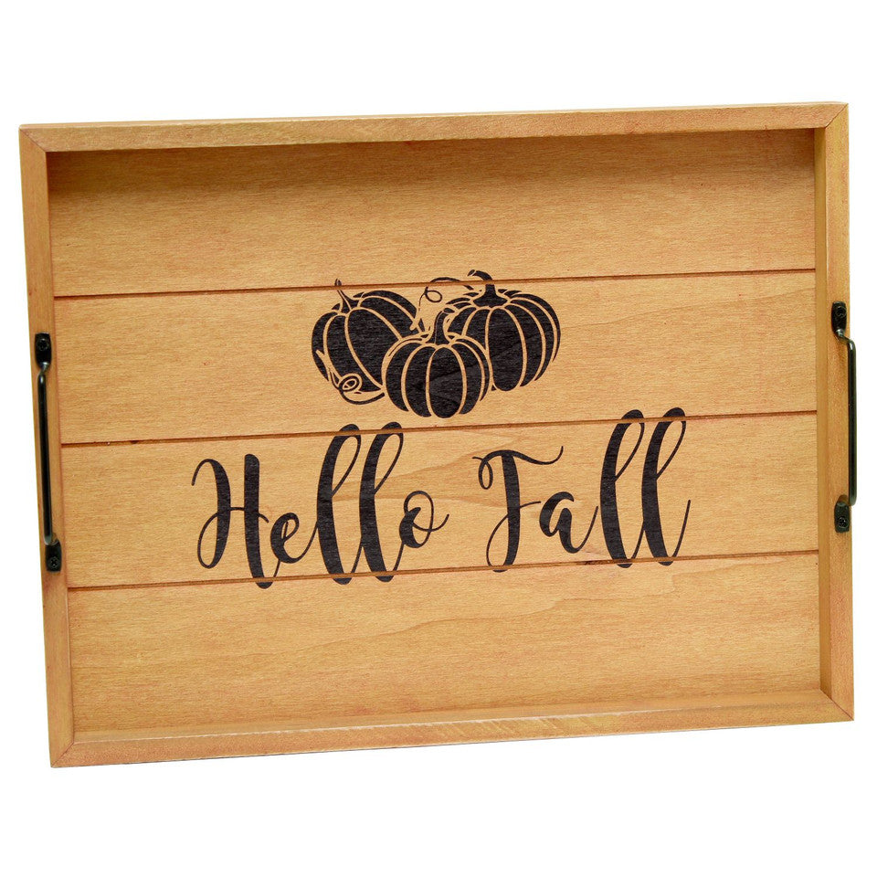 Rustic Rectangular Hello Fall Tray 15.5 Inch&quot; Beige and Black Farmhouse Accent Decor