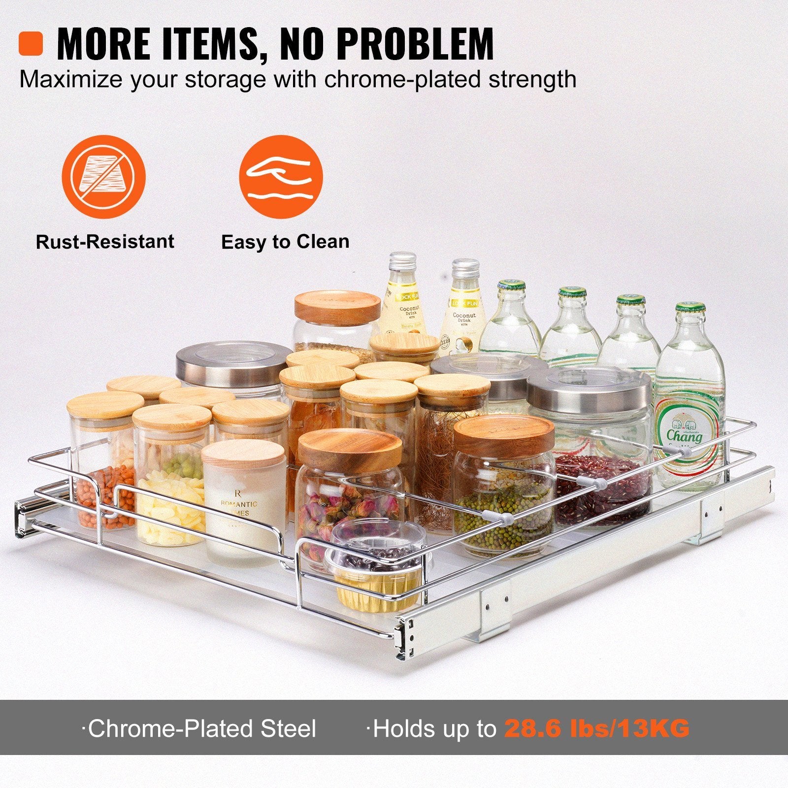 Space-Saving Pull Out Cabinet Organizer 20"W