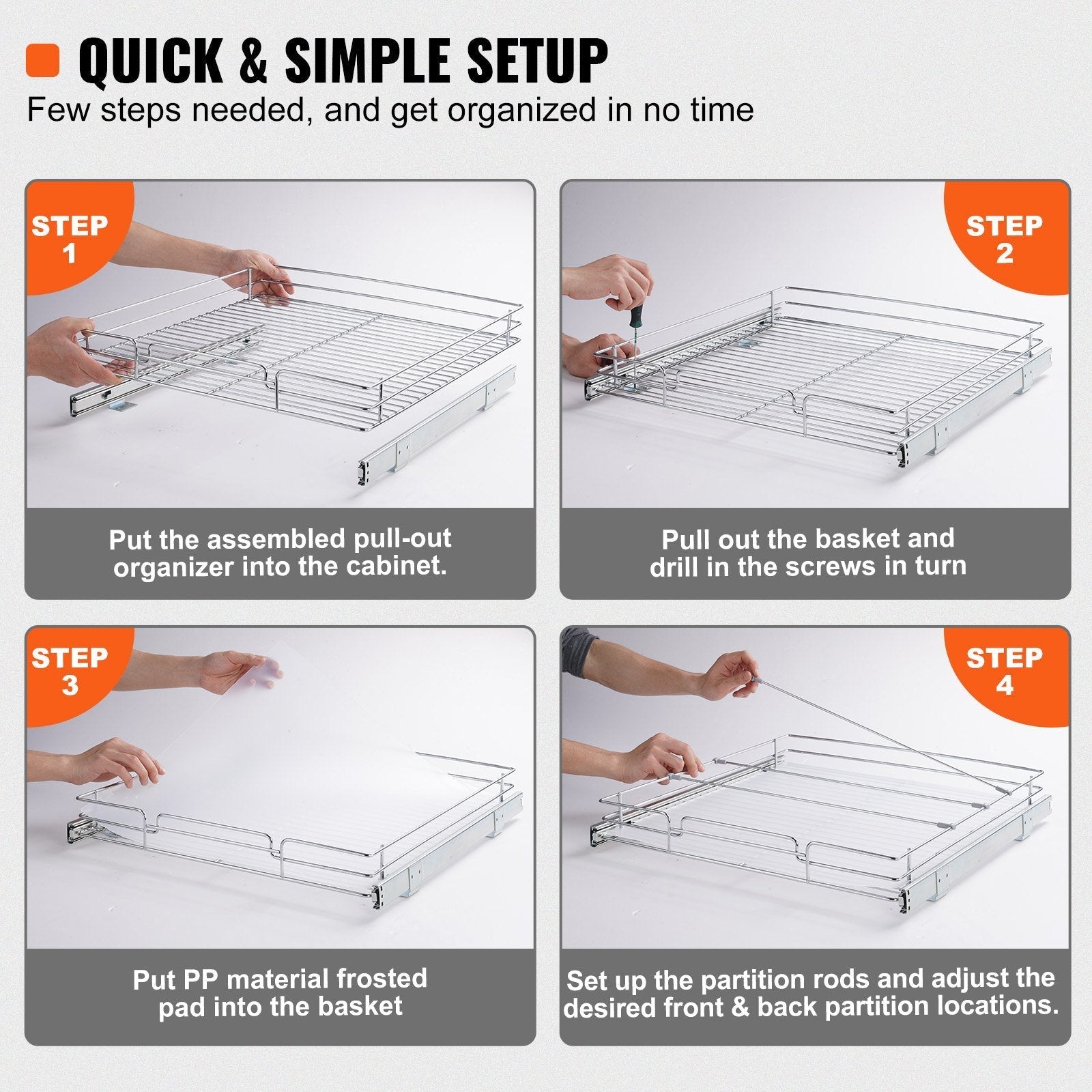 Space-Saving Pull Out Cabinet Organizer 20"W