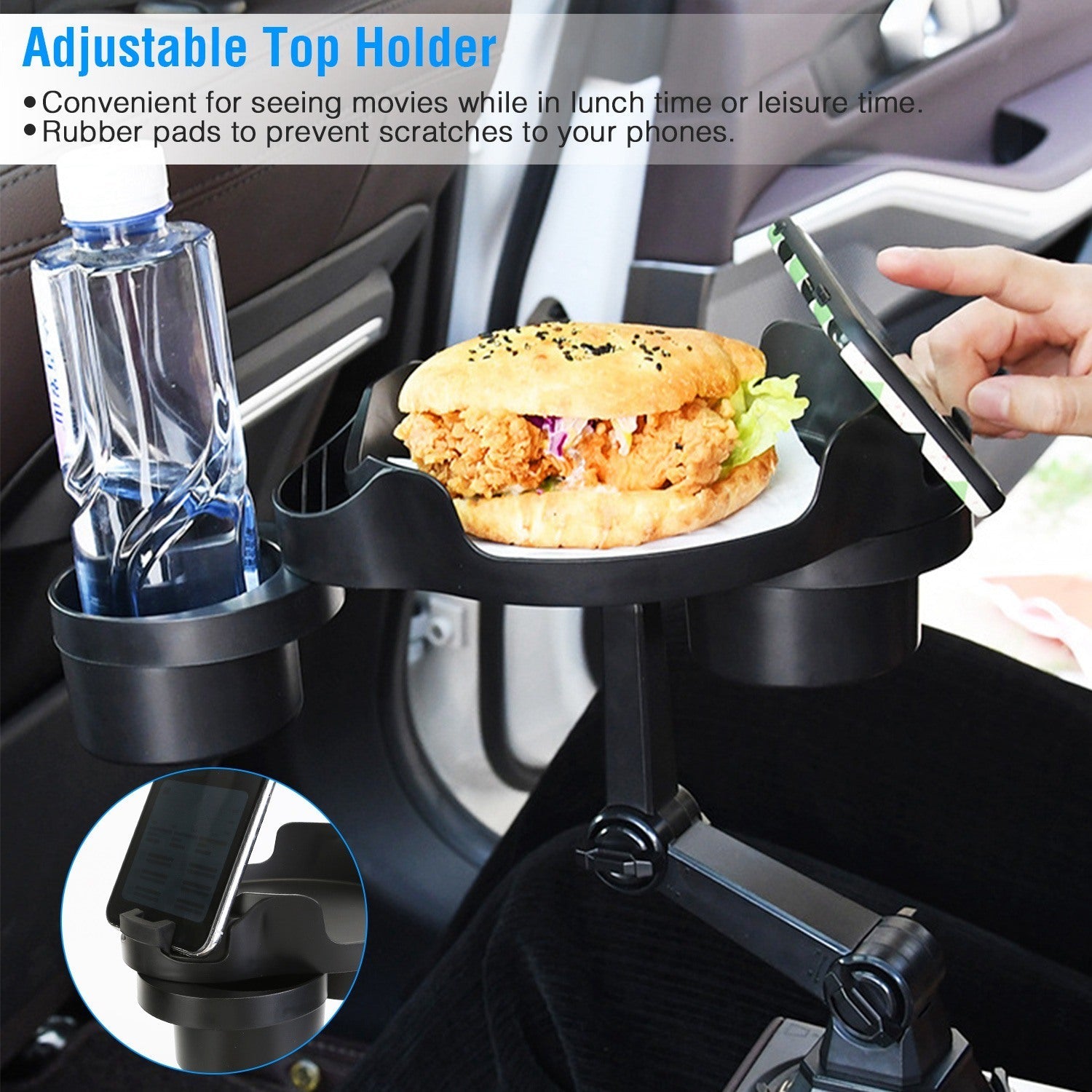 Car Cup Holder Expander Rotating Tray Bottle