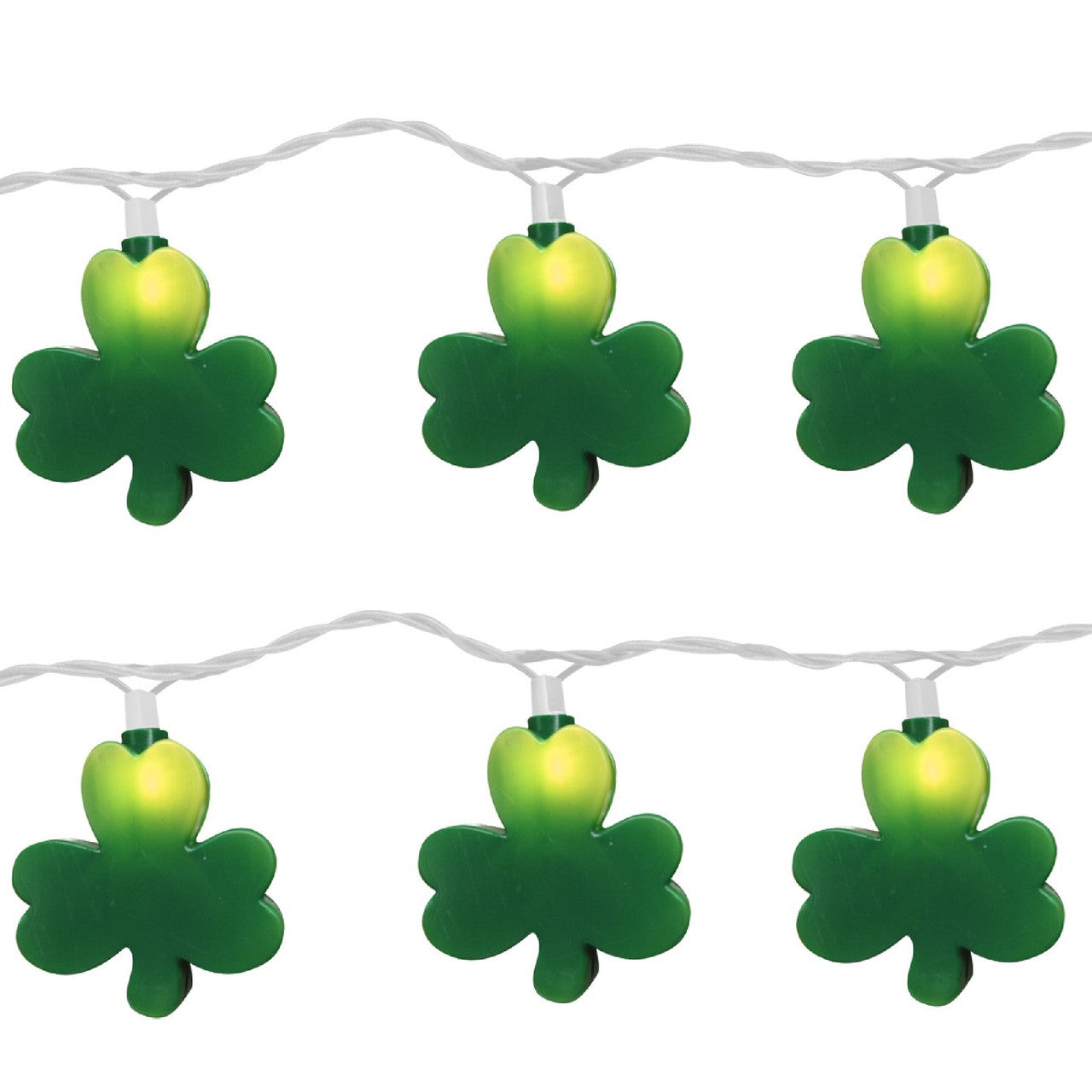 St. Patrick's Shamrock 10Ct Irish Novelty Lights, 11ft White Wire