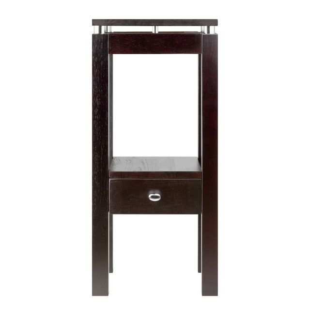 Dark Espresso Phone Stand with Pull-Out Drawer 29.25&quot;
