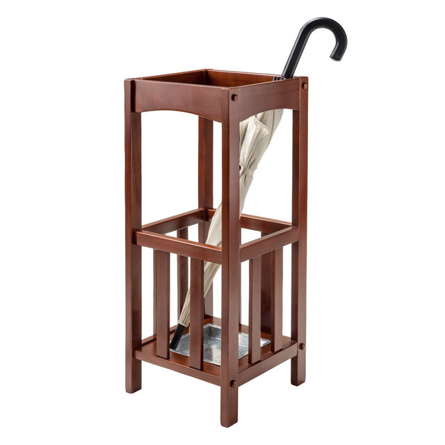 Wooden Umbrella Stand Square Unique Design (Walnut)