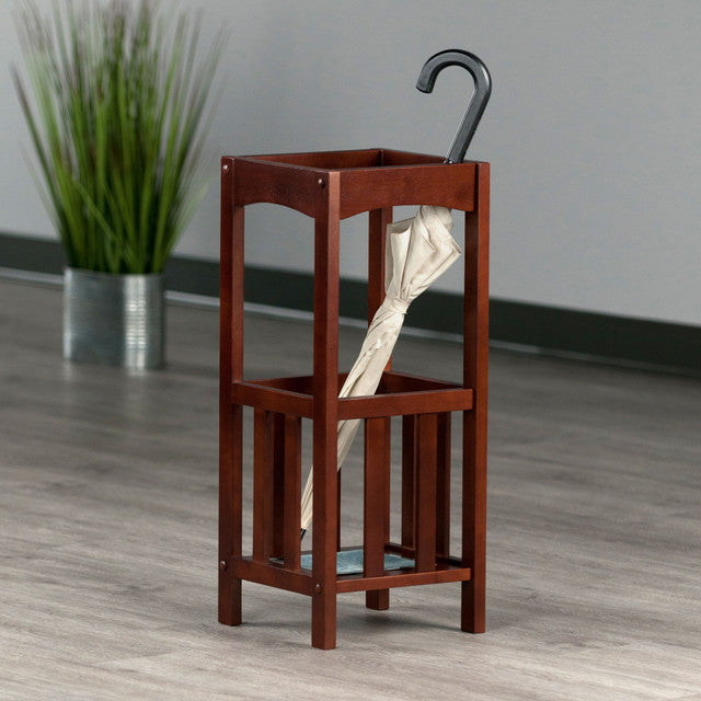 Wooden Umbrella Stand Square Unique Design (Walnut)