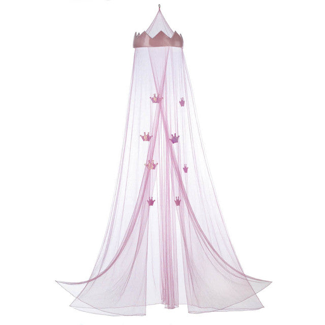 Pink Princess Bed Canopy with Crown 104"