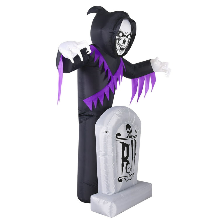 Halloween 8 FT LED Inflatable Grave & Grim Reaper Yard Decoration