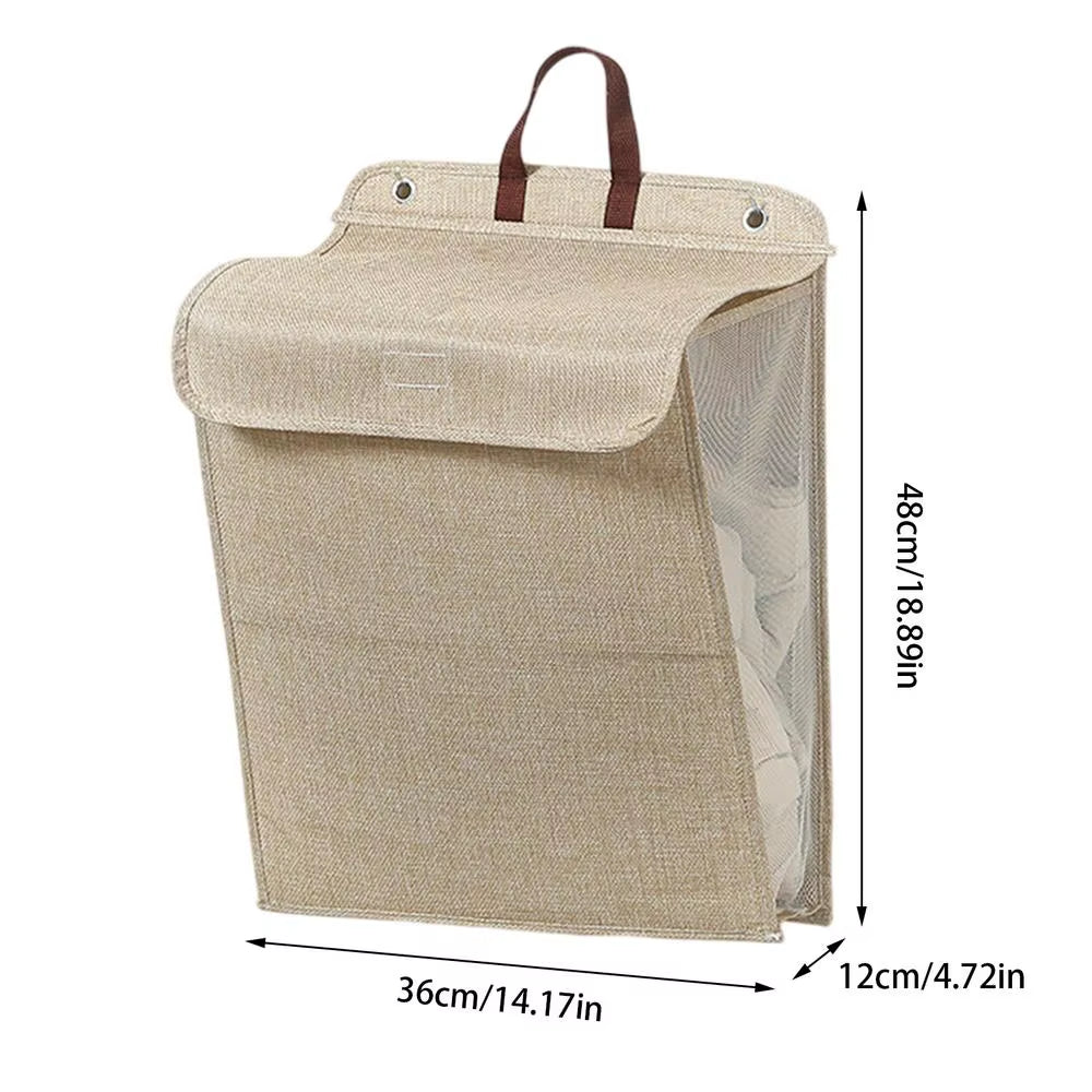 Foldable Wall-Mounted Laundry Basket with Breathable Fabric (Cream)