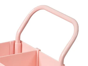 Portable Rolling Utility Cart 3-Tier for Bathroom Organizer (Pink)