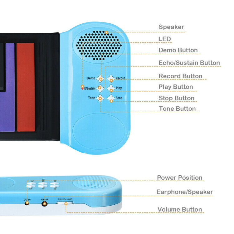 Portable Electronic Piano Keyboard with Support Earphones