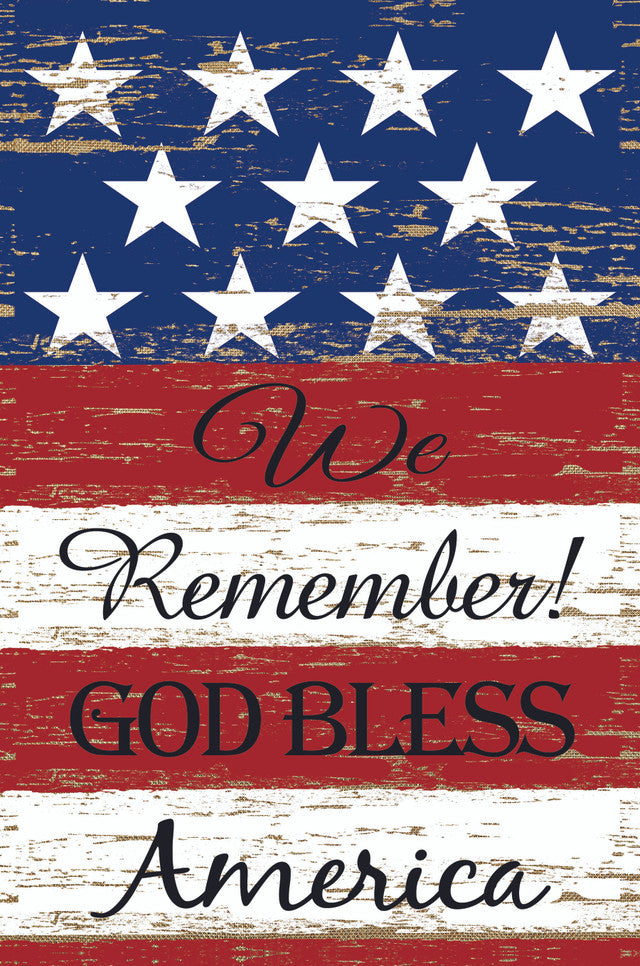 American Flag &quot;We Remember God Bless America&quot; 40 x 28