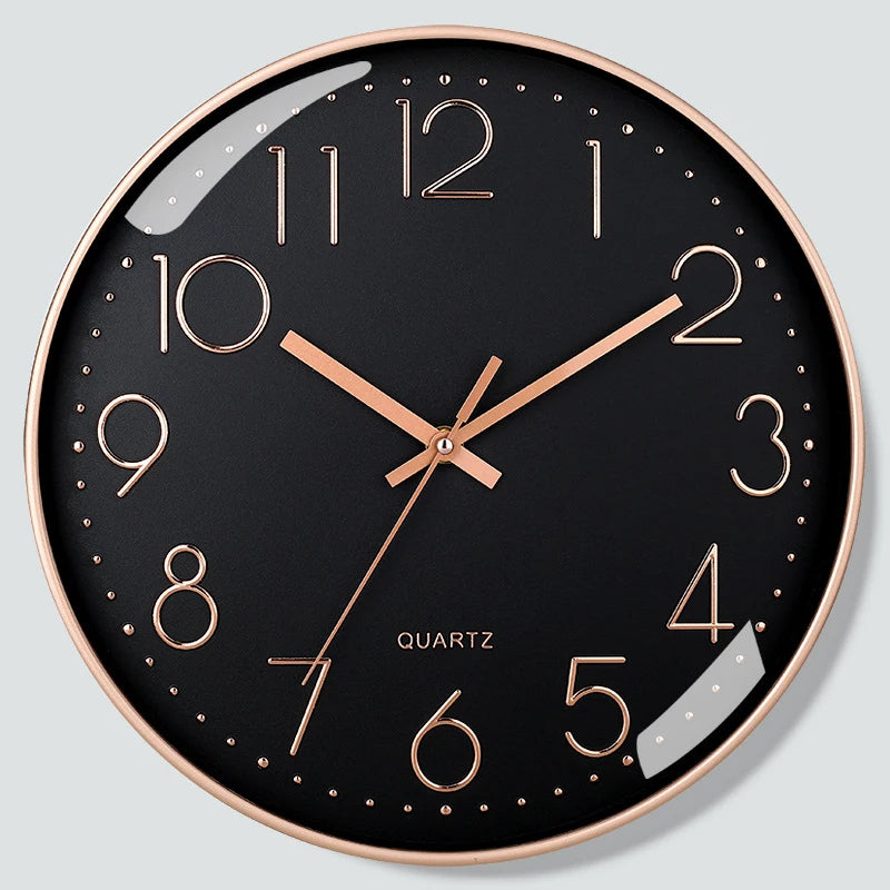 8 Inch Mute Wall Clock Silent Quartz Clock for Home Decor (Black)