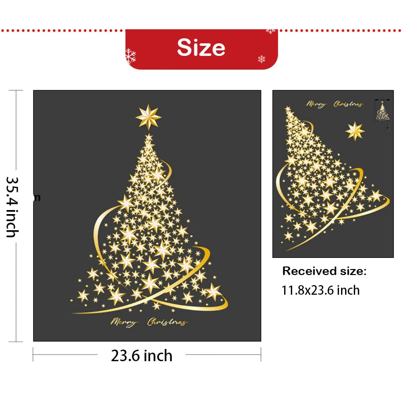 1PC Large Golden Christmas Tree Window Cling (Gold)