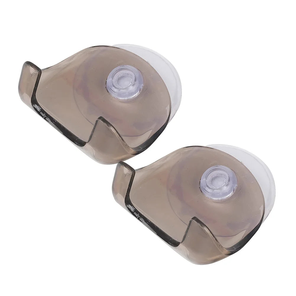 Suction Cup Shaver Hanger 2-Pack Wall Mounted Razor Storage Shelf (Gray)