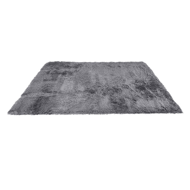 Modern Fluffy Shag Rug 4x6 with Non-Slip Grip (Gray)