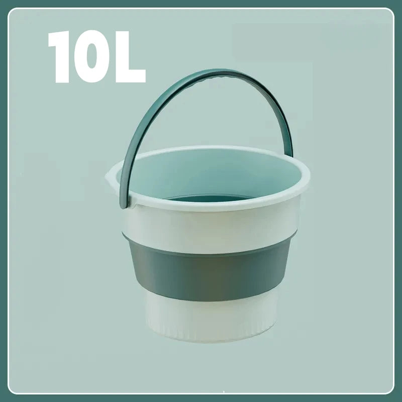 Collapsible Bucket 10L with Lid for Camping (Green)