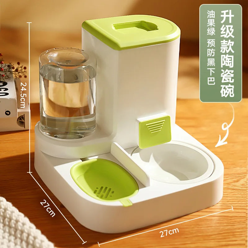 Automatic Cat Feeding and Water Feeding Device Ceramic Bowl (Green)