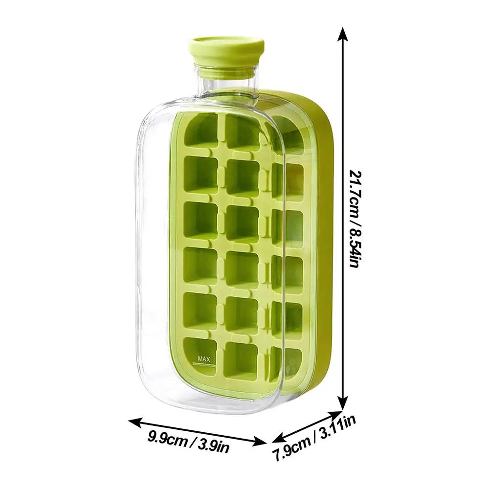 Silicone Water Bottle Ice Cube Maker Freezer Trays (Green)