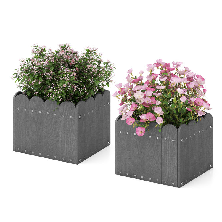 2 Pack Square Planter Box with Drainage Gaps