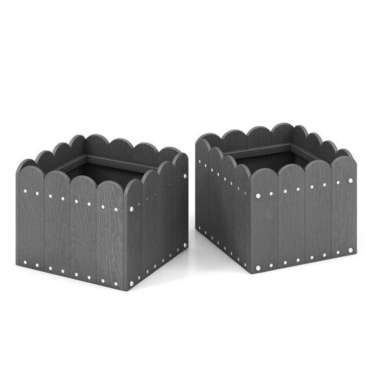 2 Pack Square Planter Box with Drainage Gaps