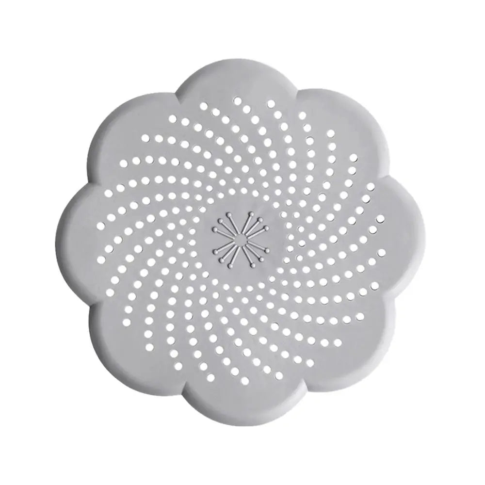 Flower Shape Silicone Floor Drain Cover Mesh Sink Strainer (Gray)