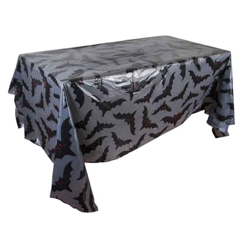 Halloween Plastic Tablecloth Bat for Festive Home Decor (Gray)