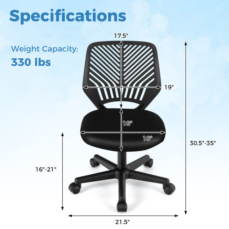 Ergonomic Kids Desk Chair with Universal Wheels (Black)