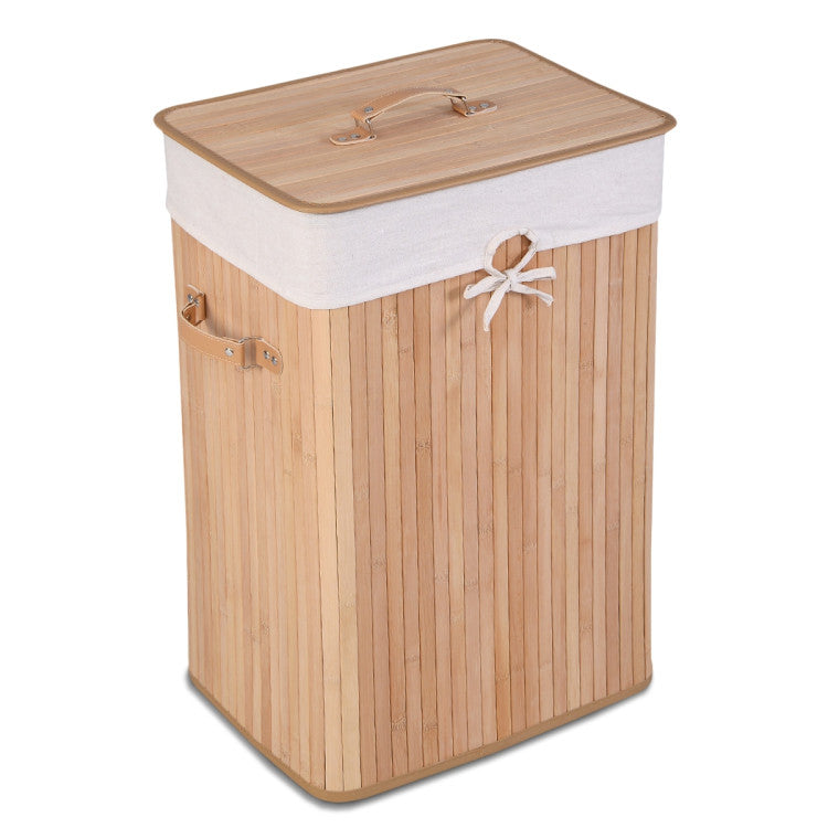 Bamboo Laundry Basket 19GAL with Handles and Lid