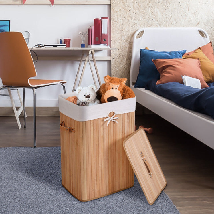 Bamboo Laundry Basket 19GAL with Handles and Lid